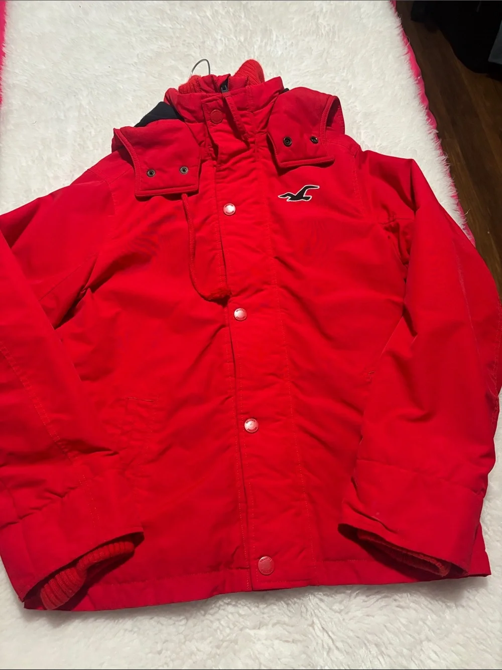 Hollister Bright Red Kids Puffer Coat